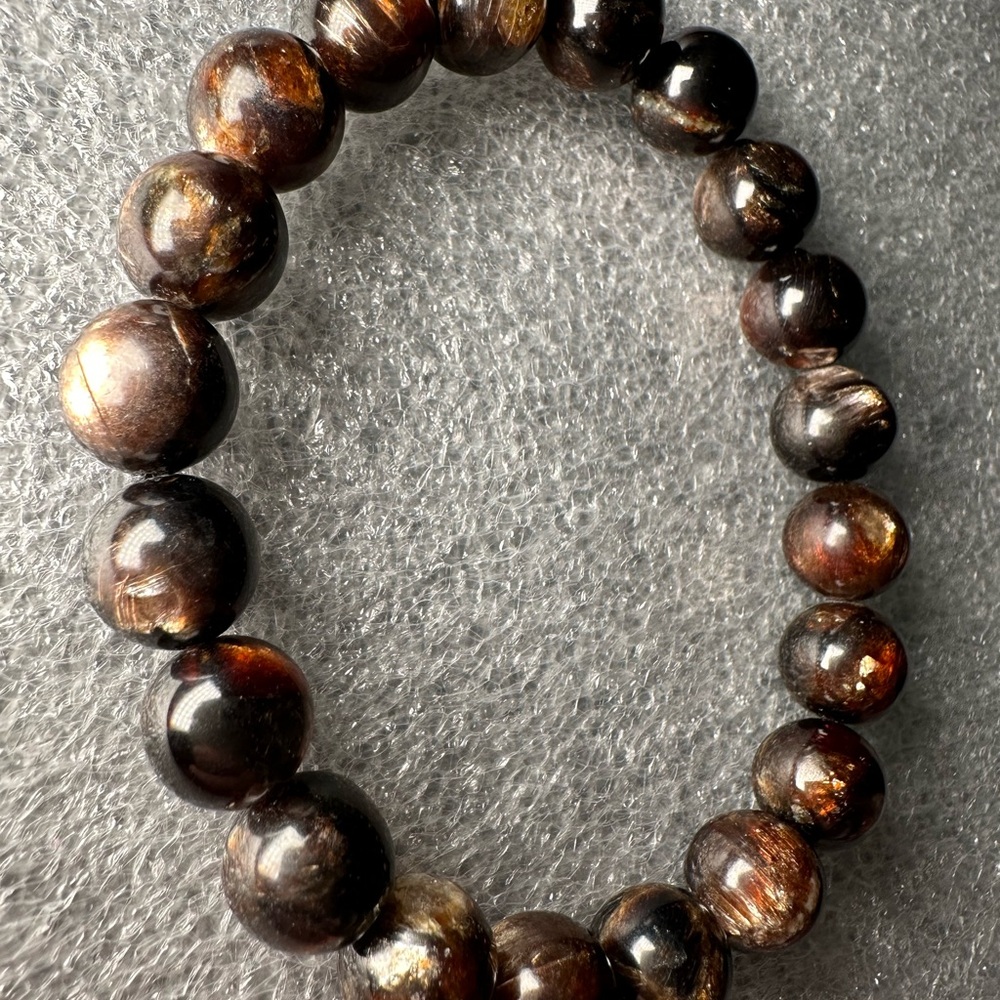 Super Flashy 10MM Black/Golden Lepidolite Natural Crystal Bracelet